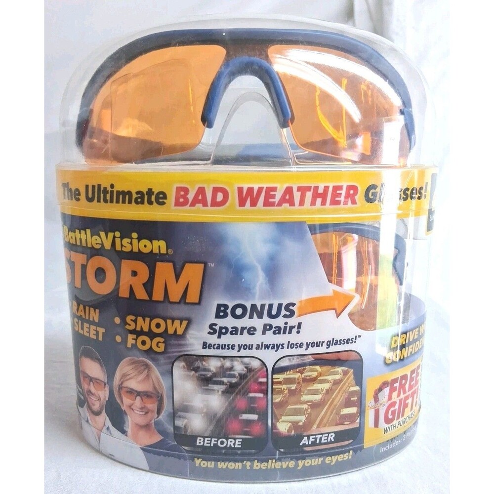 BulbHead BattleVision Storm Mens Bad Weather 2pk Glasses Polarized Lens No Glare